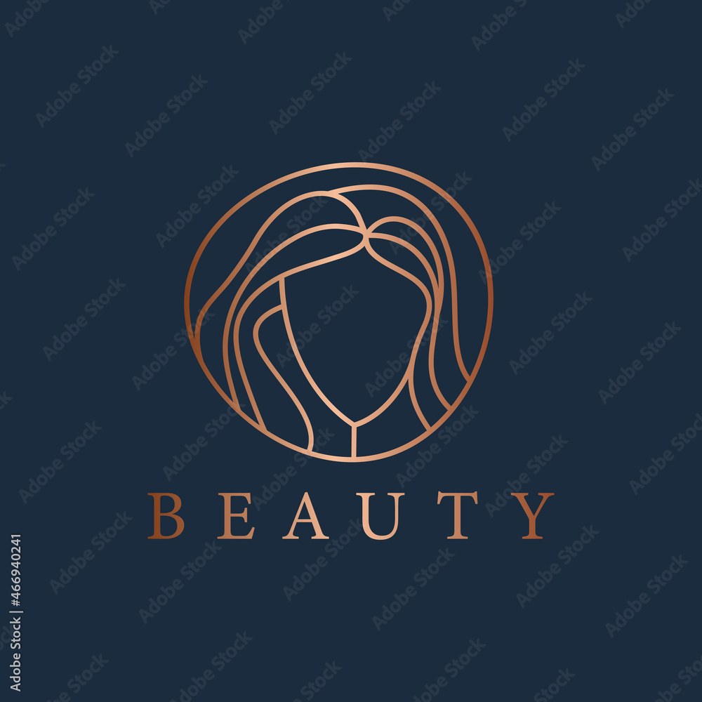 Abstract logo emblem for beauty and cosmetic studio. Portrait of woman,beautiful woman face brand design in trendy minimalist style. Abstract logo emblem for beauty and cosmetic studio. Portrait of woman,beautiful woman face brand design in trendy minimalist style.