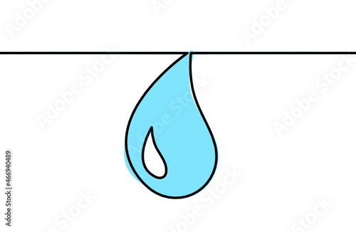 Abstract blue drop as line drawing on white background. Vector