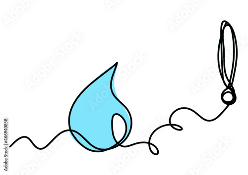 Abstract blue drop as line drawing on white background. Vector
