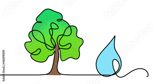 Abstract blue drop as line drawing on white background. Vector