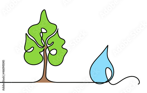 Abstract blue drop as line drawing on white background. Vector