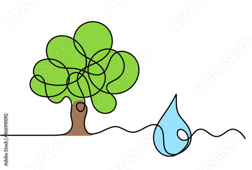 Abstract blue drop as line drawing on white background. Vector