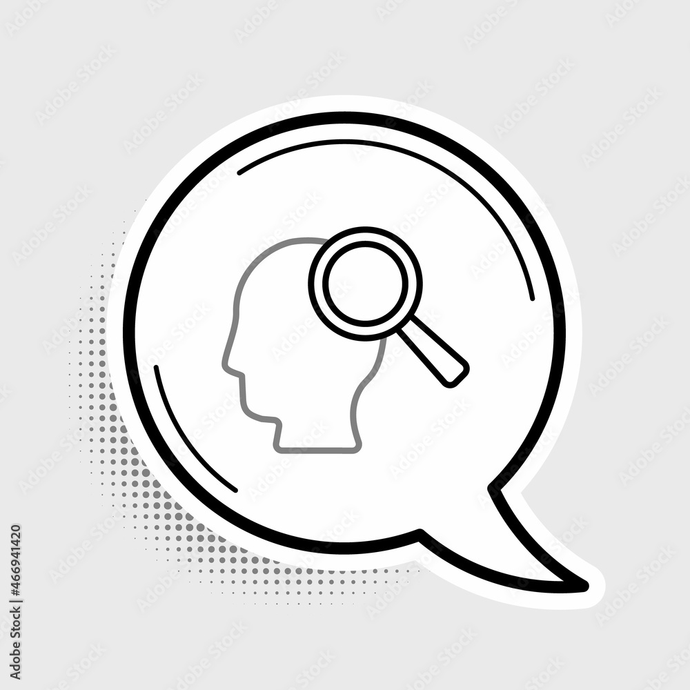 Line Magnifying glass for search a people icon isolated on grey background. Recruitment or selection. Search for employees and job. Colorful outline concept. Vector Line Magnifying glass for search a people icon isolated on grey background. Recruitment or selection. Search for employees and job. Colorful outline concept. Vector