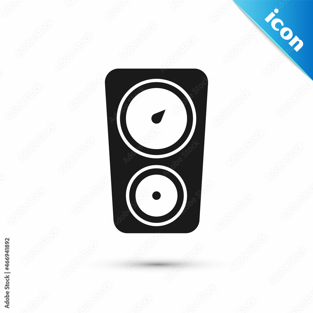 Grey Gauge scale icon isolated on white background. Satisfaction, temperature, manometer, risk, rating, performance, speed tachometer. Vector Grey Gauge scale icon isolated on white background. Satisfaction, temperature, manometer, risk, rating, performance, speed tachometer. Vector