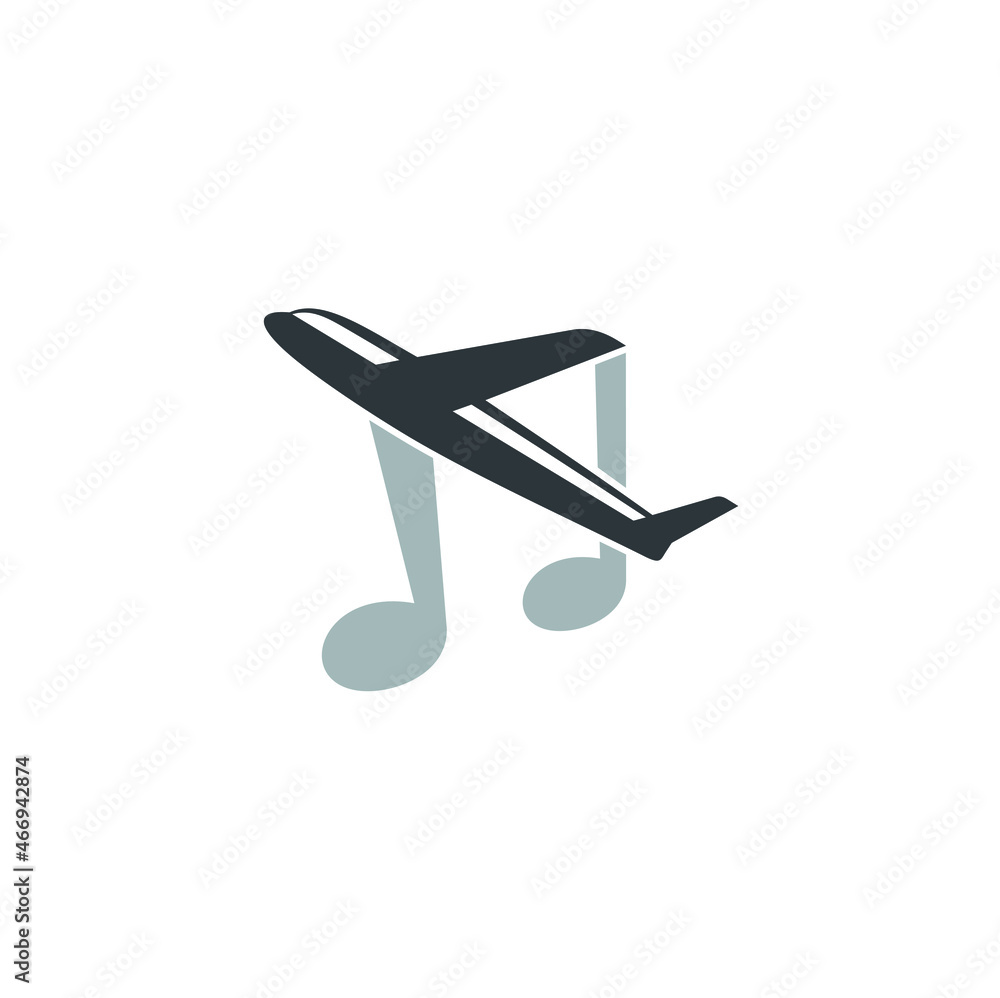 illustration of music note combined airplane illustration of music note combined airplane