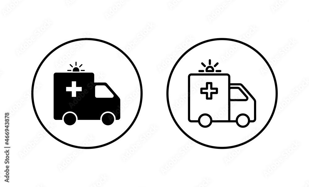 Ambulance icons set. ambulance truck sign and symbol. ambulance car Ambulance icons set. ambulance truck sign and symbol. ambulance car
