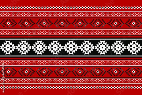 Geometric ethnic oriental seamless pattern traditional Design for background,carpet,wallpaper.clothing,wrapping,Batik fabric,Vector illustration.embroidery style - Sadu, sadou, sadow or sado