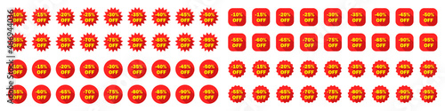 Big set of labels of discounts. Sales. Shopping Day Promotional Offer. Advertising marketing. Vector illustration.