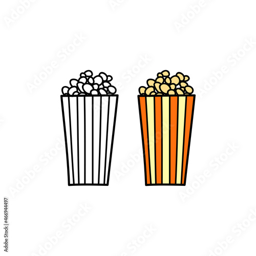 Doodle outline and colored popcorn busket.