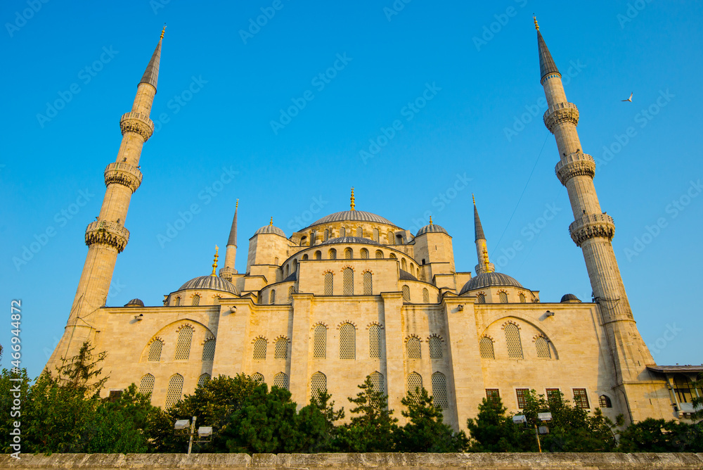 Blue Mosque at sunrise, Istanbul - Turkey. The largest mosque in Istanbul.