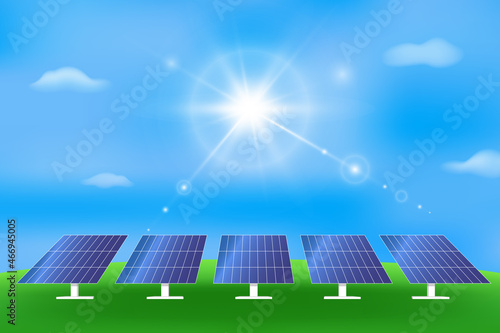 Solar panels. Renewable energy sources. Vector illustration.