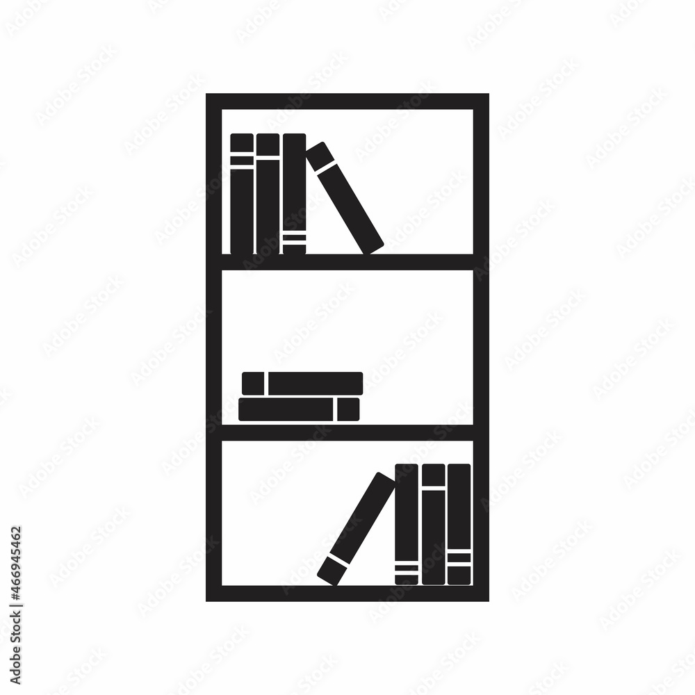Bookshelf Icon Flat.