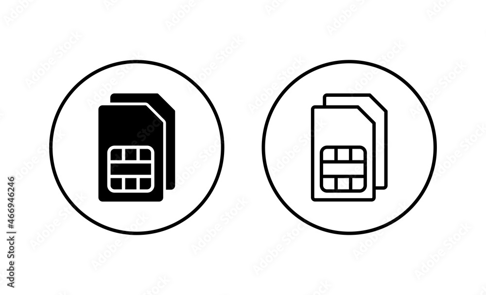 Sim card icons set. dual sim card sign and symbol Sim card icons set. dual sim card sign and symbol