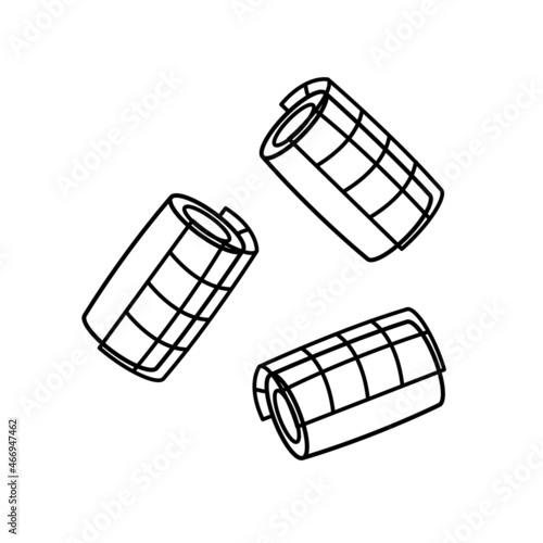 Curlers for hand curling hair, doodle illustration of classic curlers for a stylish hairstyle, vector web icon isolated on white.