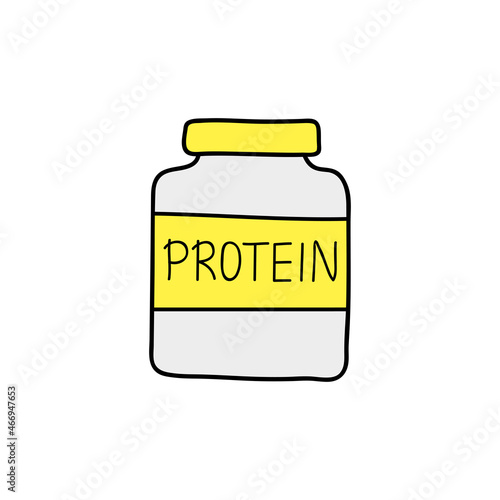 Doodle colored protein bottle icon.