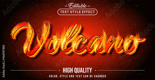 Editable text style effect - Volcano text style theme.