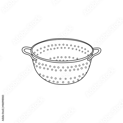 Hand drawn outline colander icon.