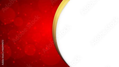 Abstract red bokeh background with golden stripe . Design template for brochures, flyers, magazine, banners etc.