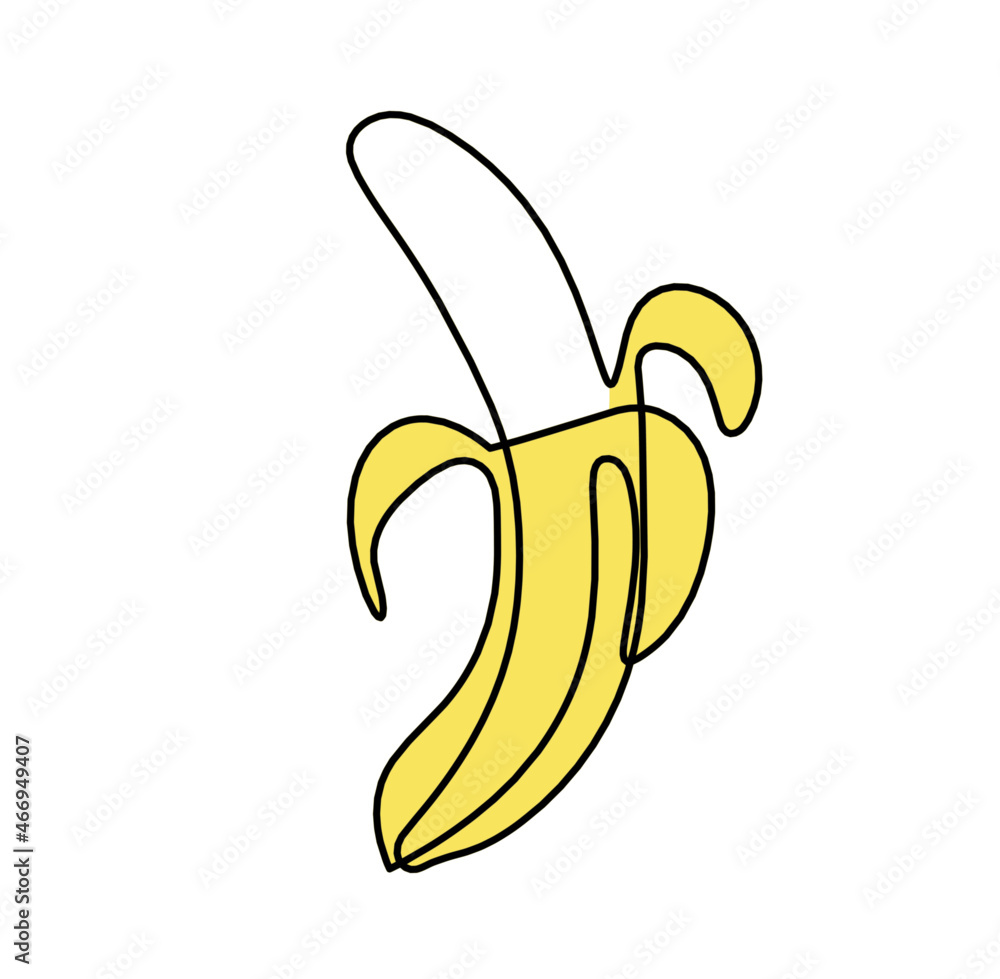 Drawing line color banana on the white background. Vector Drawing line color banana on the white background. Vector