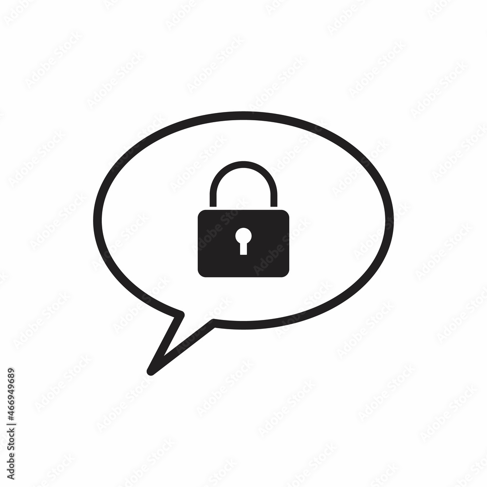 Locked message sticker, orange chat bubble with image inside, on white background Locked message sticker, orange chat bubble with image inside, on white background