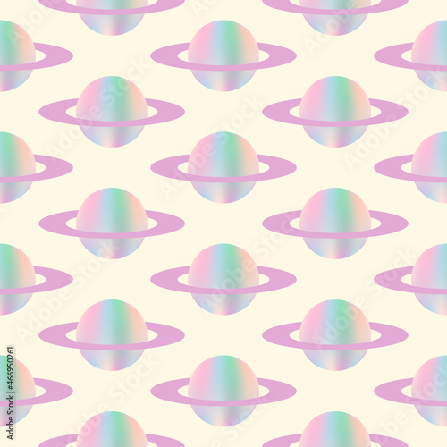 Multicolored saturn seamless pattern vector art.