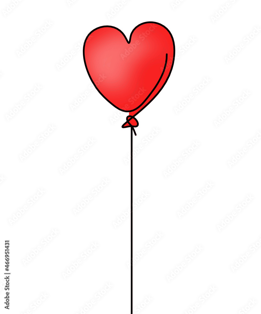 Abstract color air balloon as line drawing on white background. Vector