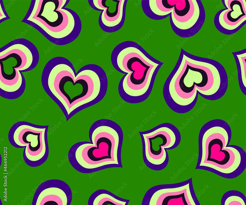 Obraz premium Abstract Hand Drawing Retro Hearts Seamless Vector Pattern Isolated Background