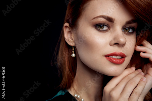 beautiful woman decoration cosmetics posing close-up model