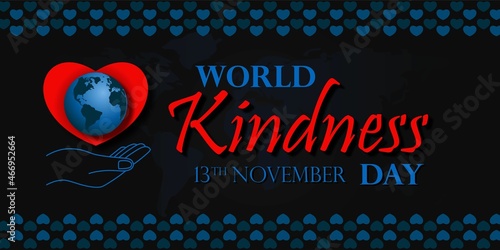 World Kindness Day Illustration in dark blue Background  , Caring, responsibility, altruism of people. November 13.