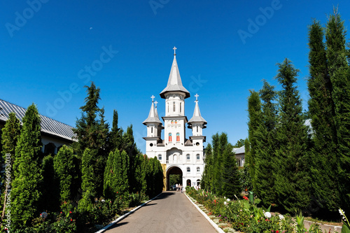 Fototapeta Naklejka Na Ścianę i Meble -  Courtyard of the Holy Cross monastery. Oradea, Romania.