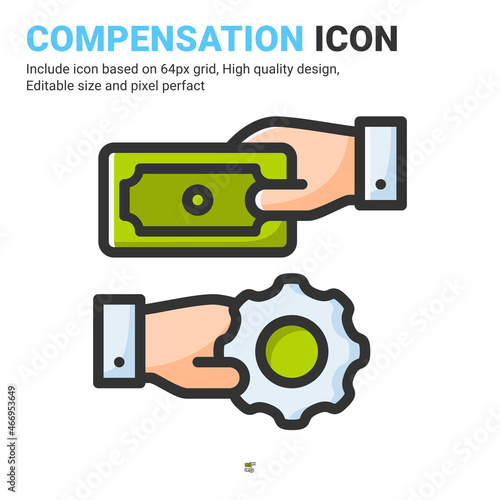 Compensation icon vector with outline color style isolated on white background. Vector illustration retribution sign symbol icon concept for business, finance, industry, company, apps, web and project