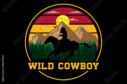 Wild cowboy design vintage retro