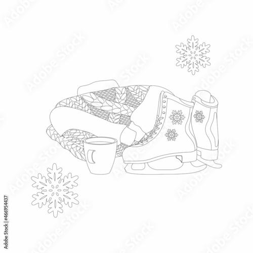 Winter coloring page. Winter vector illustration. Template for scribble, print, packaging, clothing and other use.