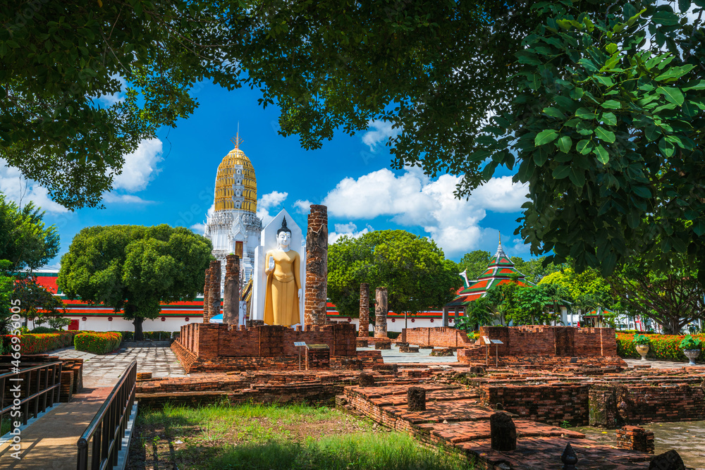 Old Buddha statue at Wat Phra Si Rattana Mahathat also colloquially referred to as Wat Yai is a Buddhist temple (wat) It is a major tourist is Public places attraction Phitsanulok,Thailand.