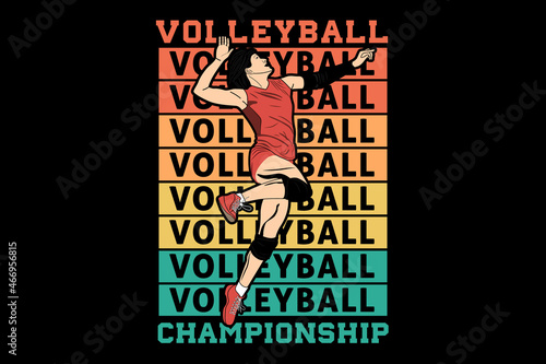 Volleyball championship design vintage retro
