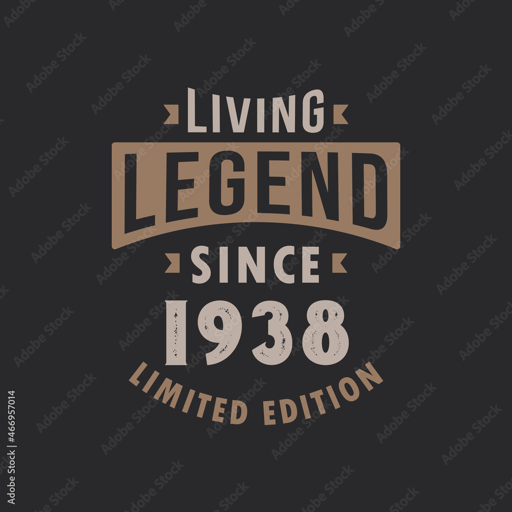 Living Legend since 1938 Limited Edition. Born in 1938 vintage typography Design.