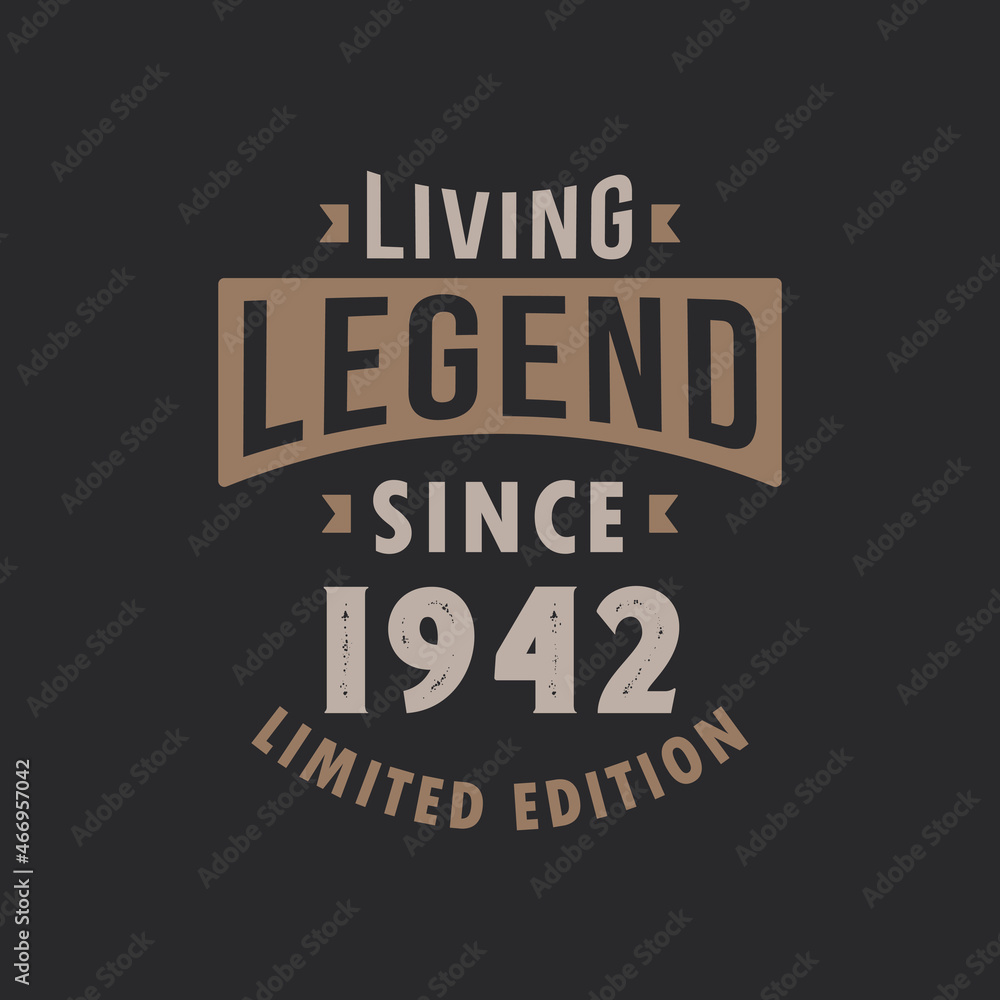 Living Legend since 1942 Limited Edition. Born in 1942 vintage typography Design.
