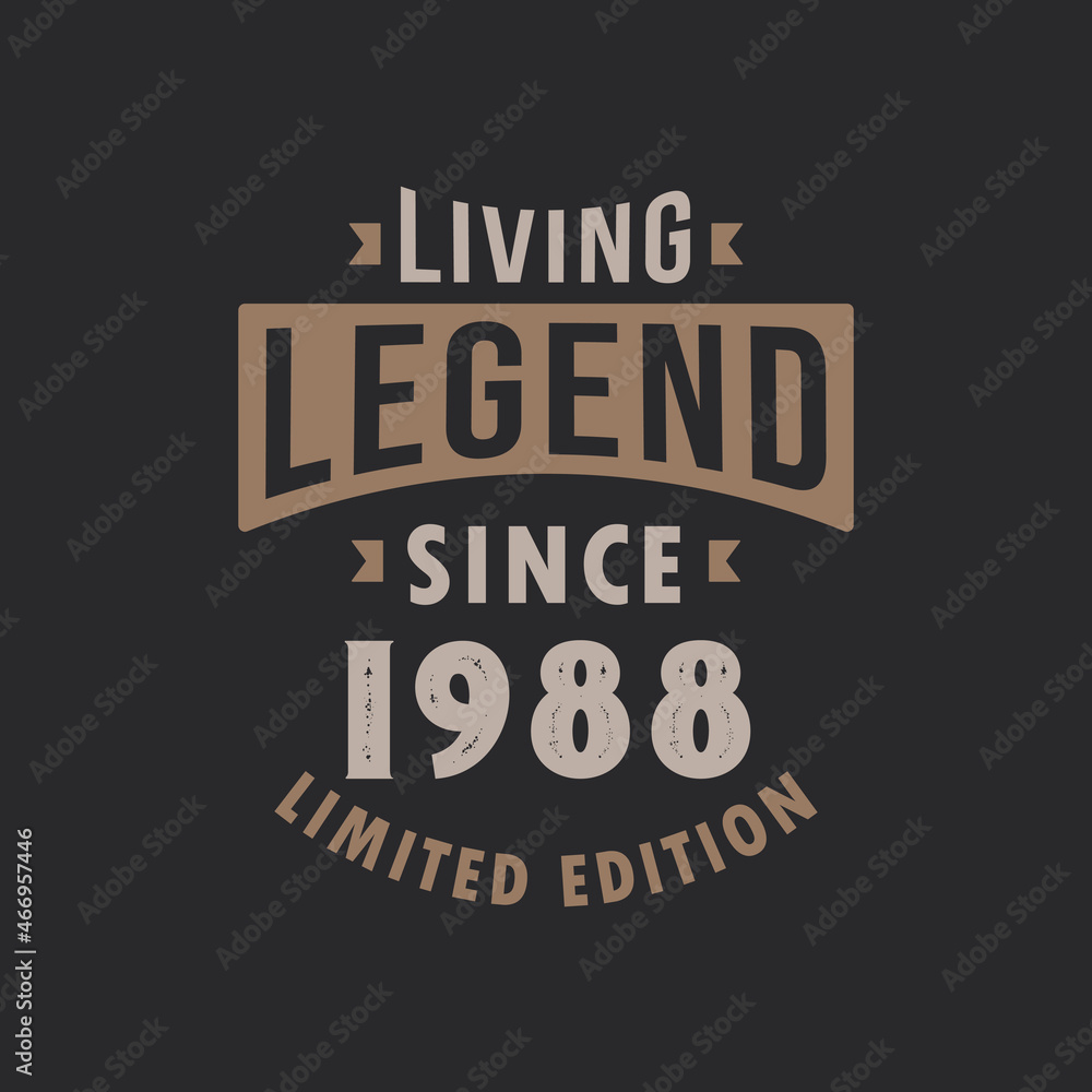 Living Legend since 1988 Limited Edition. Born in 1988 vintage typography Design.