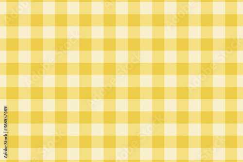 Abstract geometric pattern with yellow square grid and diagonal white lines, Seamless yellow fabric Background