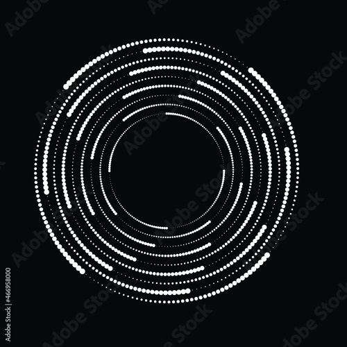 Rotating halftone dots in Spiral Form for comic books . Twirl background . Vector Illustration . Round Logo . Spiral Design element . Abstract Geometric vortex.