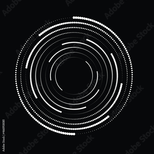 Rotating halftone dots in Spiral Form for comic books . Twirl background . Vector Illustration . Round Logo . Spiral Design element . Abstract Geometric vortex.