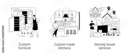 Interior design abstract concept vector illustrations.