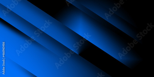 High contrast blue and dark black glossy stripes. Abstract technology graphic banner design