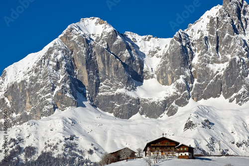 Brixental, Austria. February 2009. Huge snow-covered mountain massif in Tyrol, Austria. photo