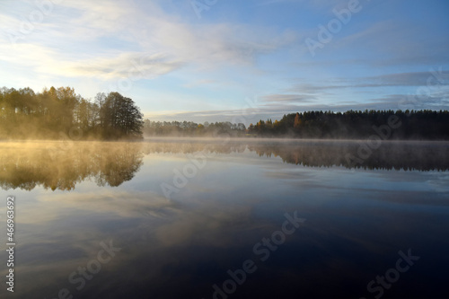 autumn fog on the lake © zetat