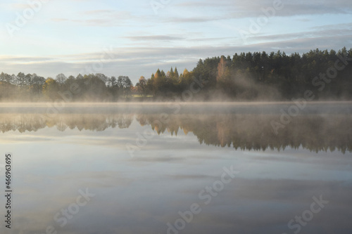 autumn fog on the lake