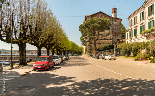 Lakeside road of Angera on the shore of Lake Maggiore, Italy