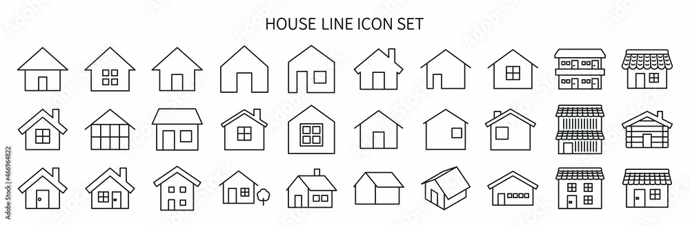 Simple monochrome house icon set Simple monochrome house icon set