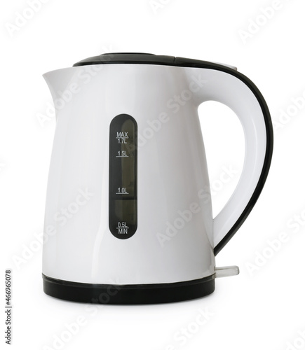 White plastic upright electric kettle photo