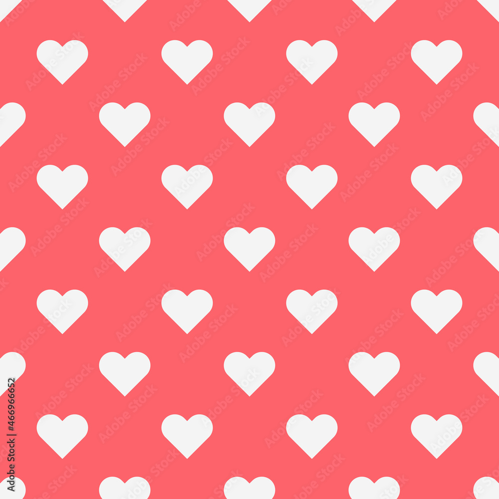 Simple hearts seamless vector pattern. Valentines day background. Flat design endless texture made of hearts.